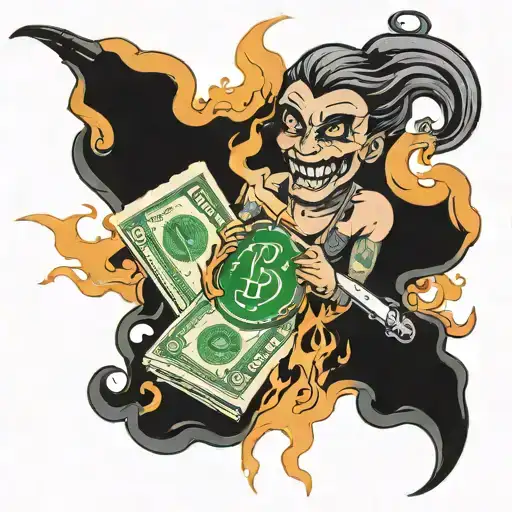 Money Buring Infront Of Rockwall