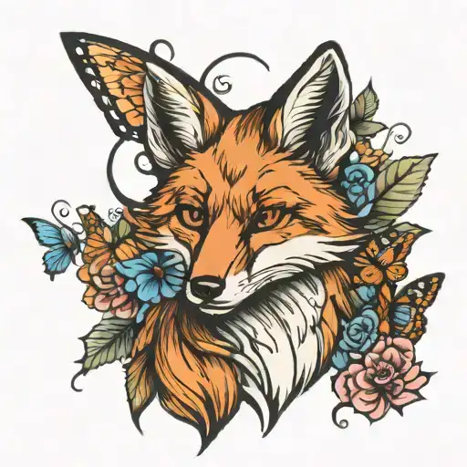 Fox And Butterfly