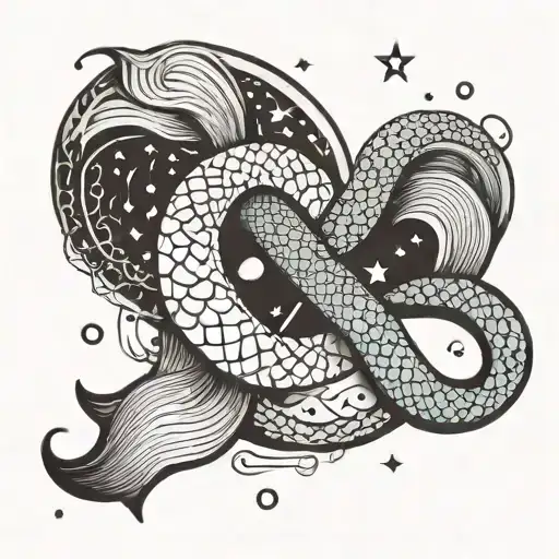 Infinity Sign Made Of Mermaid Tail And Moon