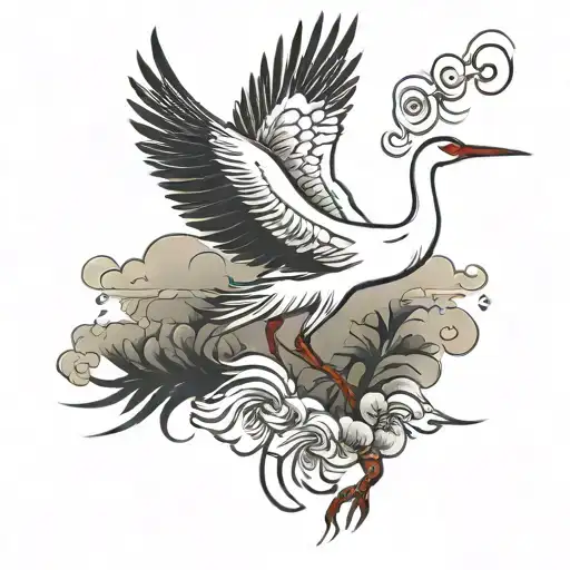 Chinese Crane Flying