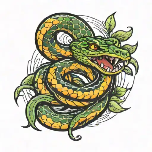 Snake Coiled On A Knife