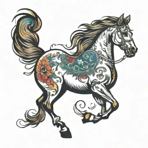 Horse Rearing Made Of Galaxy Inside