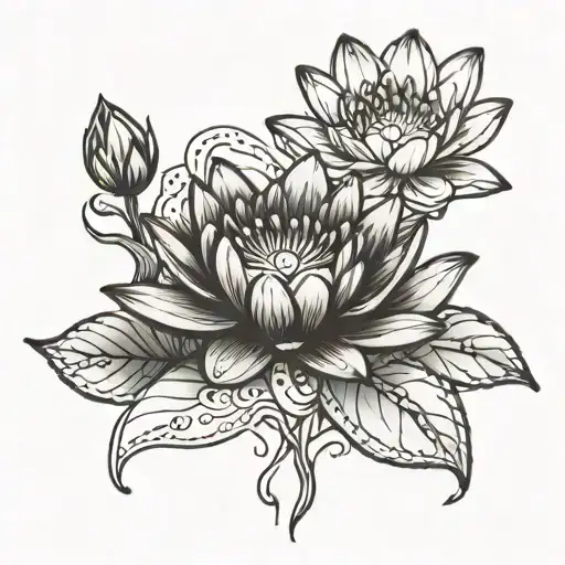 A Waterlilly And A Daisy