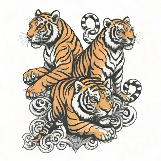 Tiger And Hanuman Tattoo For Upper Arm