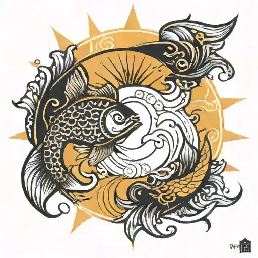 Fish Yin Yang Sun And Moon