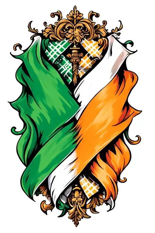 Irish And Scottish Flag Intertwined