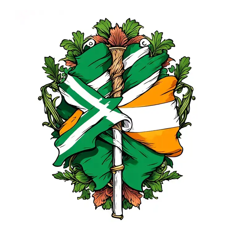Irish And Scottish Flag Intertwined