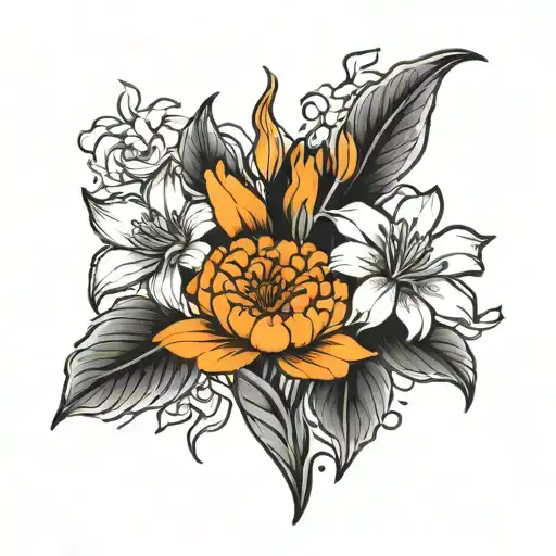Marigold And Lily Flower