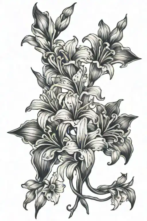 Gladiola And Daisy Flowers Intertwined Symbolizing