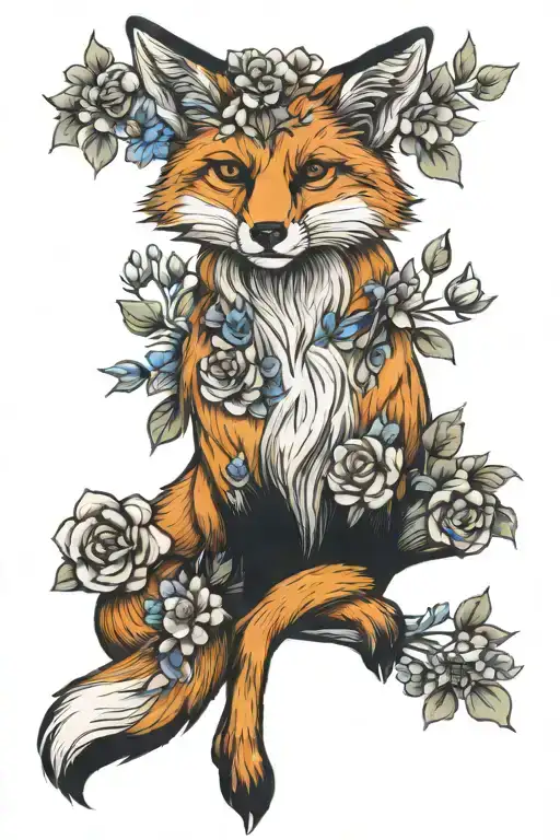 Fox With Flowers