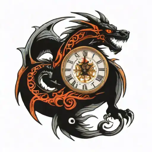 Dragon Wind Rose Clock Roman Numerals Japan