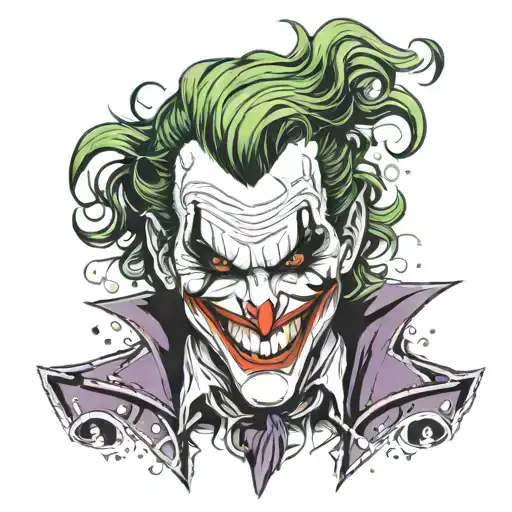 Variation Of Joker Face With Cool Background In Inking Artstyle