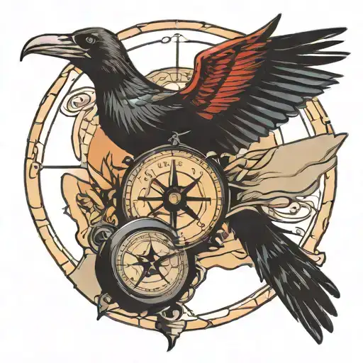 Flying Frigatebird With Compass