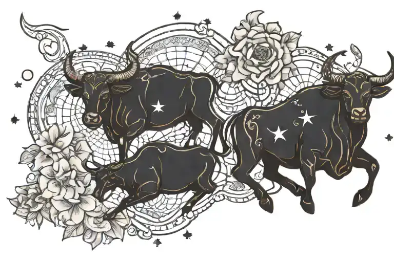 Taurus And Aquarius Constellation With Lace And Pearl Background