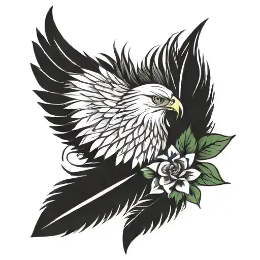 Realistic Eagle Feather Shoulder Surrounded By Fleur-de-lis