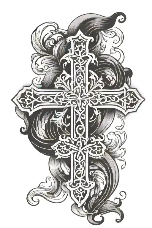 Cross With Christian Fish Symbol Intertwined