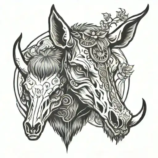 Coyotes And Highland Cow Skull