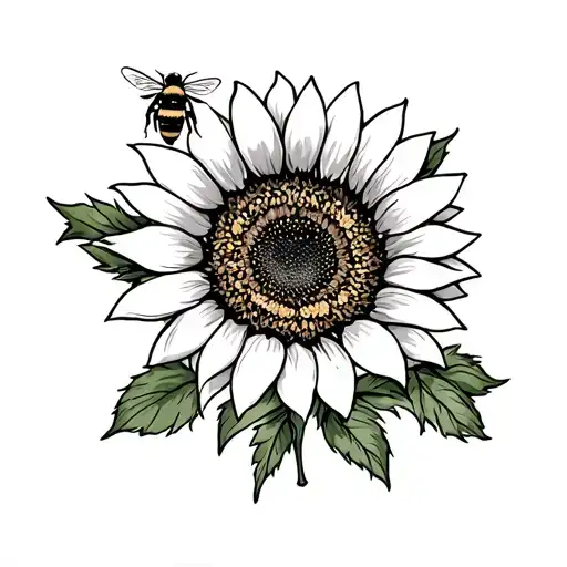 Sunflower And Bee Surrounded