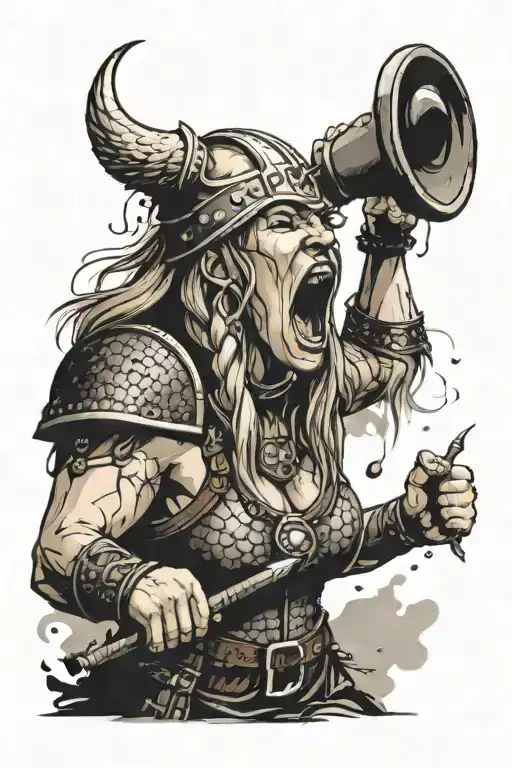 Female Viking Warrior Yelling