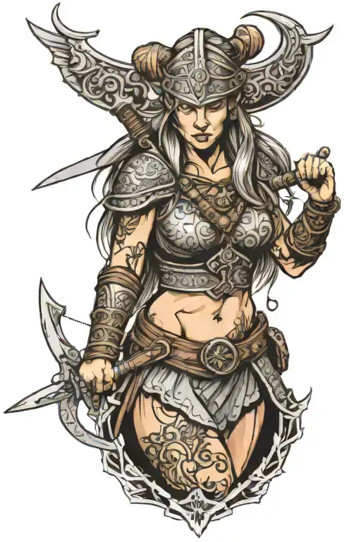 Female Viking Warrior Fighting
