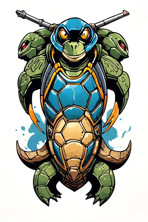 A Traditional Navy Iron Shellback Turtle That Shows The Shell Of The Turtle With A Mecha Design