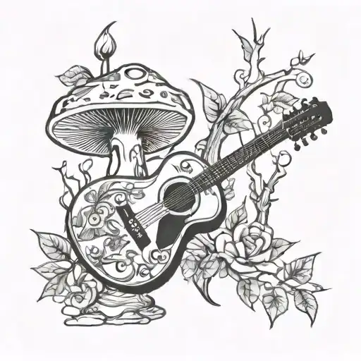 Acoustic Guitar Forest Mushroom