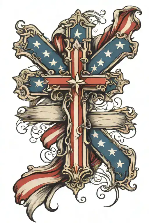 Cross And American Flag Background