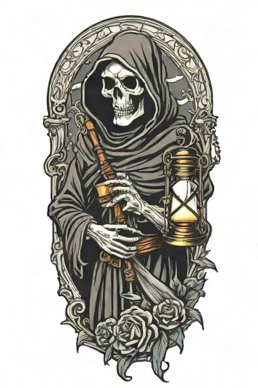 Grim Reaper Holding An Hourglass