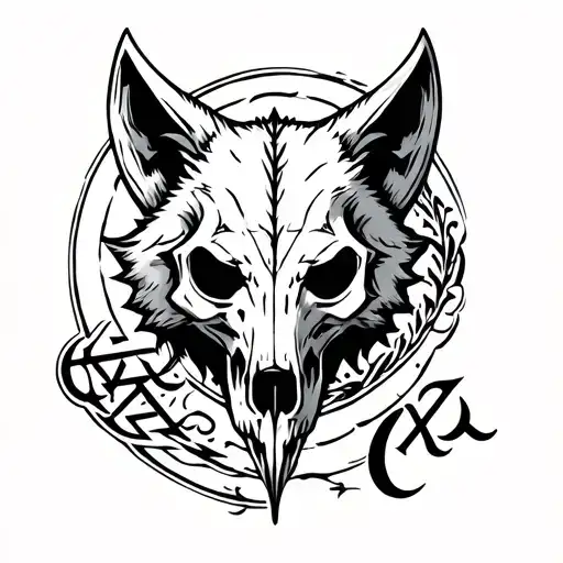 Wolf Skull Viking Runes