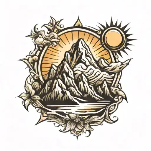 Mountain Peak With Sun
