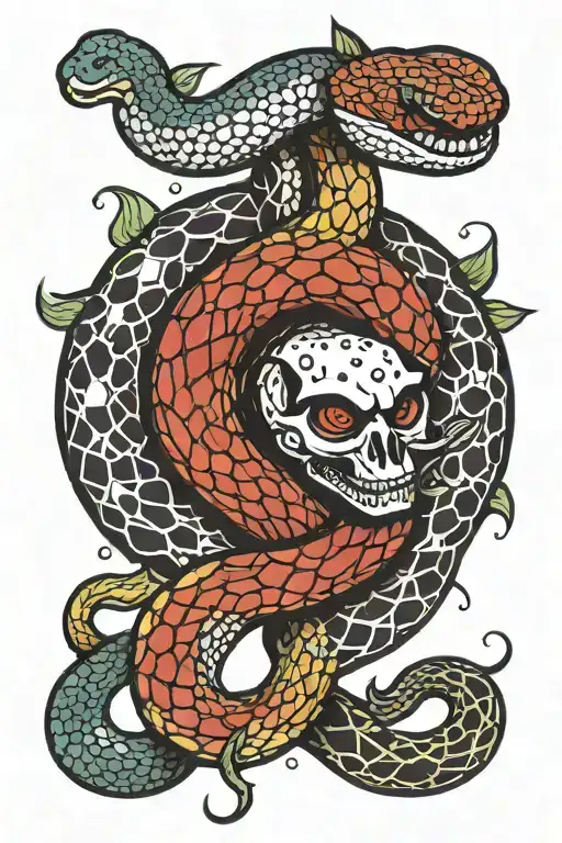 Dotted Tattoo With Snake