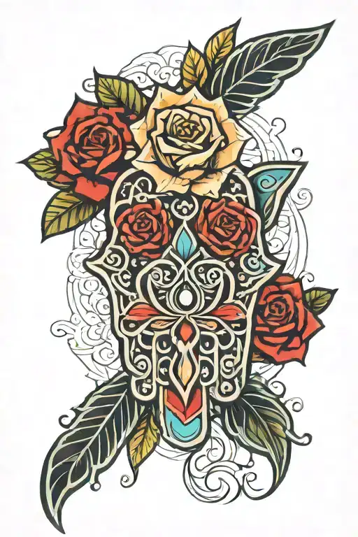 Amazing Hamsa Hand Holding A Rose