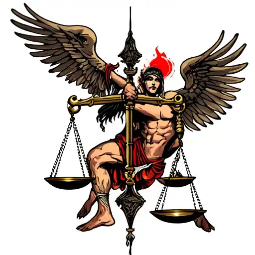 Warrior Balancing Justice Scale With Dark Past And New Life