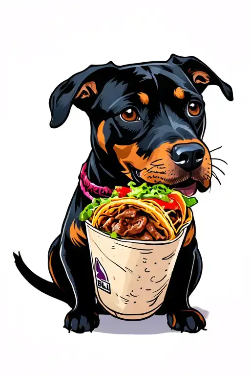 The Taco Bell Dog Eating A Beefy Five Layer Burrito