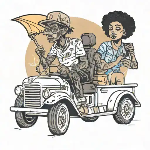 Black Girl And Boy In A Truck Driving