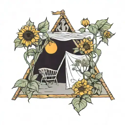 Tree Tent Sunflower Field