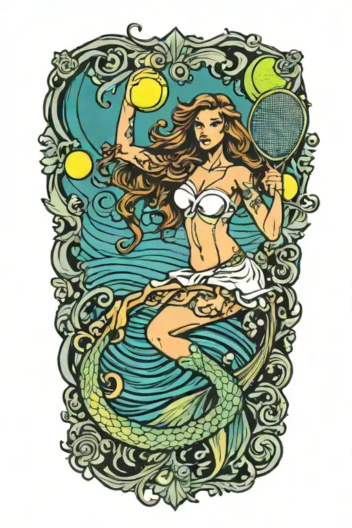 Tennis Tattoo Mermaid