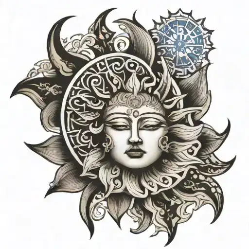 Ahura Mazda And The 21-Pointed Sun