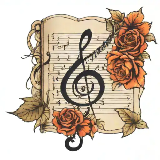 A Detailed Blackwork Tattoo Of A Music Sheet With A Hidden Message In The Notes