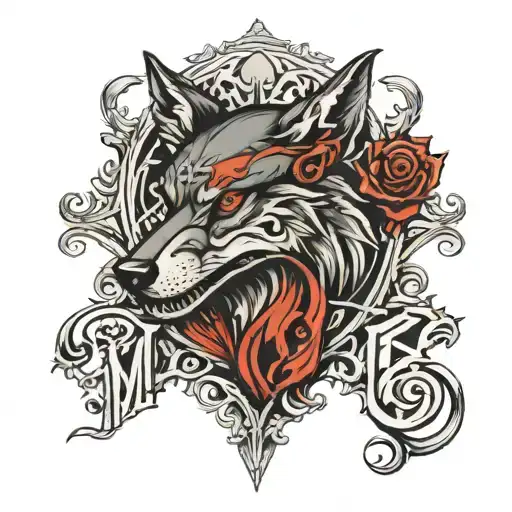 Gothic Letters And Wolf
