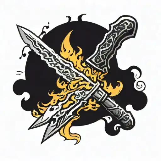 Cursed Knife With Flame Of Fire Flames