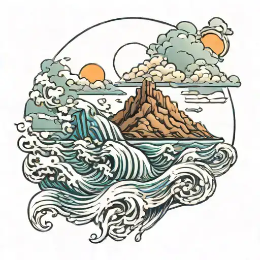 The Sea Mountain Sky Filled