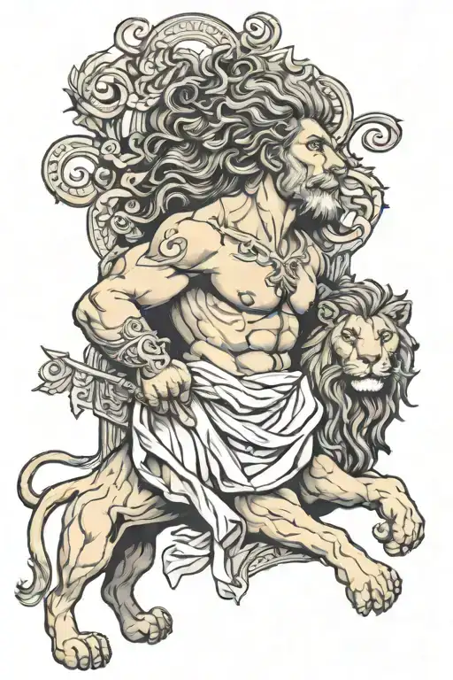 Greek God And Lion