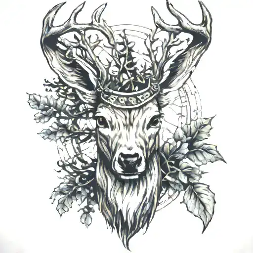 Deer Head With Trees Looking Through Lens