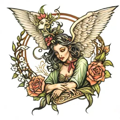 Tattoo Sleeve Shepherd Fairy Motif Symbolizing Love