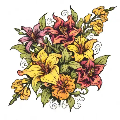 Gladiolus Rose Marigold Cosmo Bouquet