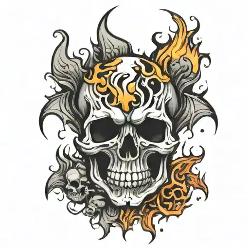 Skull Surrounded By Flames