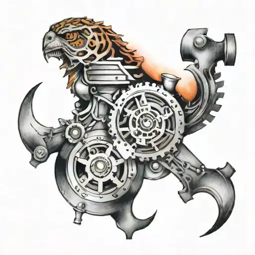 Water Color Sketch Style Design Featuring Mechanical Design