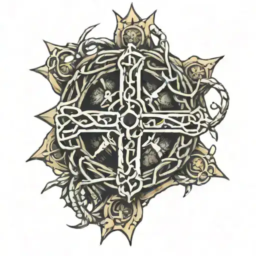 Crown Of Thorns On Cross Anchor Intertwined