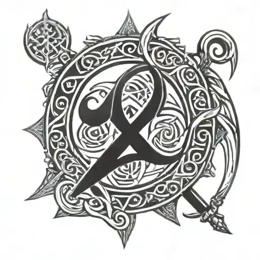 Atheist Symbol Viking Style Tattoo Design Inspired